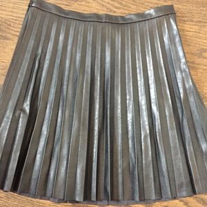 J. Crew  Black faux leather pleated skirt 6
